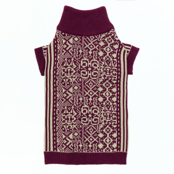 Wild berry&white pattern sweater